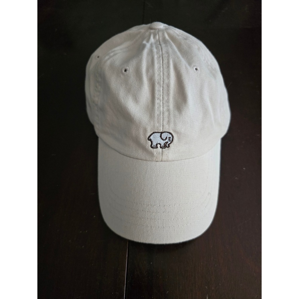 Ivory Ella Beige Cotton Baseball Cap Elephant Logo Adjustable Strapback Hat